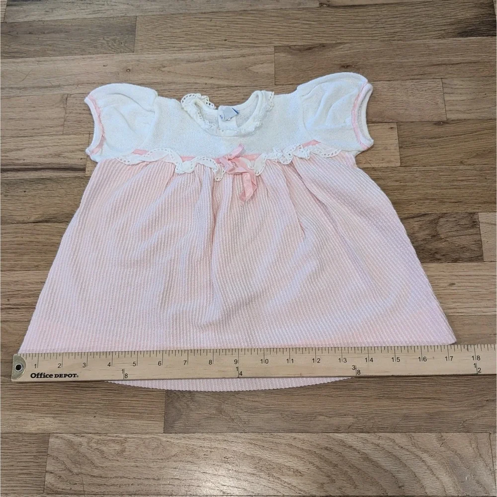 Vintage Carters Baby Dress & Bloomers Infant Size 18 MO 23- 26 Lbs Pink Stripes